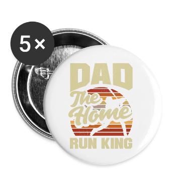 Dad The Home Run King Fathers Baseball - Buttons klein 25 mm (5er Pack) - Weiß - Vorne