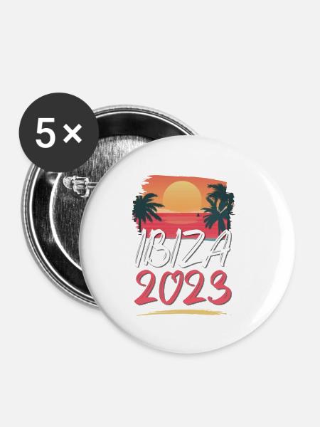 Ibiza 2023 - Buttons klein 25 mm (5er Pack) - Weiß