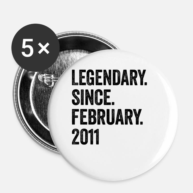 12 Years Legendary Since February 2011 12th - Buttons small 1''/25 mm (5-pack) - white