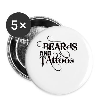 Tatouage Barbe Papa Cool Art Tatoué - Lot de 5 petits badges (25 mm) - blanc - Devant
