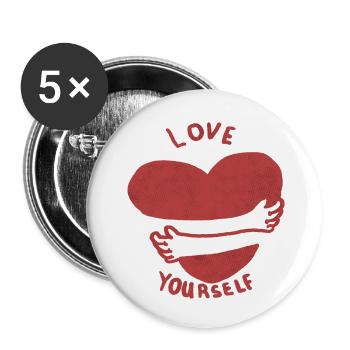 love yourself - self love. heart hugs - Buttons small 1''/25 mm (5-pack) - white - Front
