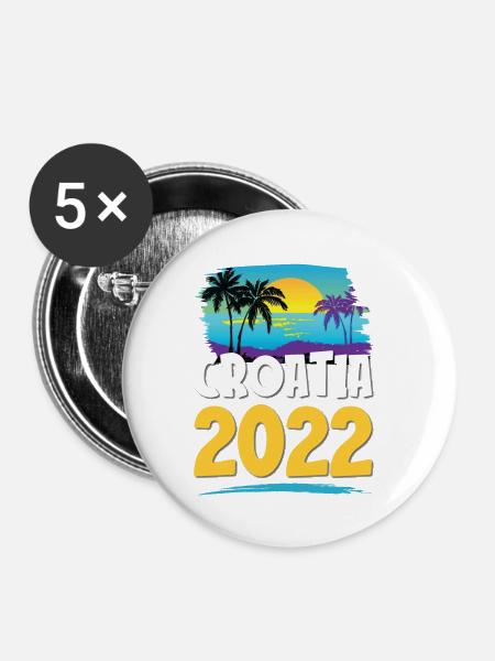 Croatia 2023 - Buttons klein 25 mm (5er Pack) - Weiß