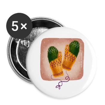 gants tricotés - Lot de 5 petits badges (25 mm) - blanc - Devant