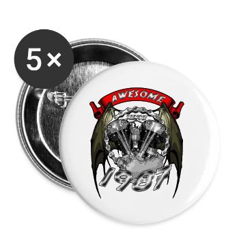 Awesome since 1987, Biker Geburtstag - Buttons klein 25 mm (5er Pack) - Weiß - Vorne