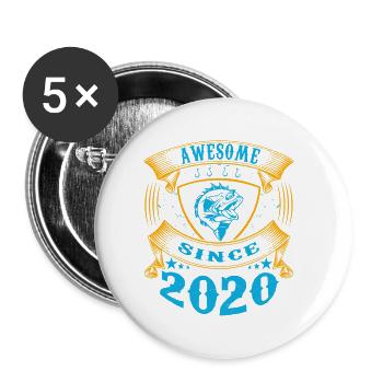 Awesome since 2020. Angel, Angler Birthday - Buttons small 1''/25 mm (5-pack) - white - Front