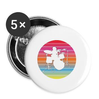 Schlagzeug Musiker Schlagzeuger Schlagzeugspieler - Buttons klein 25 mm (5er Pack) - Weiß - Vorne