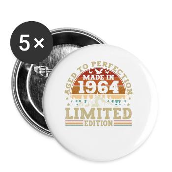 Retro-geburtstagsgeschenk Aus Dem Jahrgang 1964 - Buttons klein 25 mm (5er Pack) - Weiß - Vorne