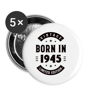 1945 Geboren - Geburtstag Jahrgang 1945 - Buttons klein 25 mm (5er Pack) - Weiß - Vorne