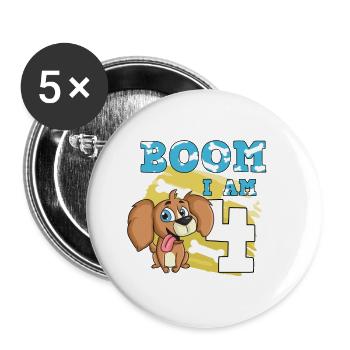 4th birthday dog - Buttons small 1''/25 mm (5-pack) - white - Front
