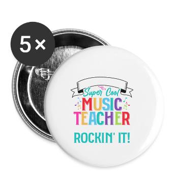 Soyez un professeur de musique super cool mais me voilà rockin - Lot de 5 petits badges (25 mm) - blanc - Devant