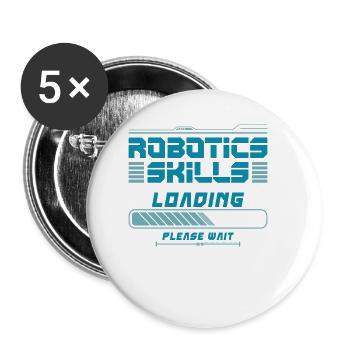 Robot Robotics Engineer Robotics - Buttons small 1''/25 mm (5-pack) - white - Front
