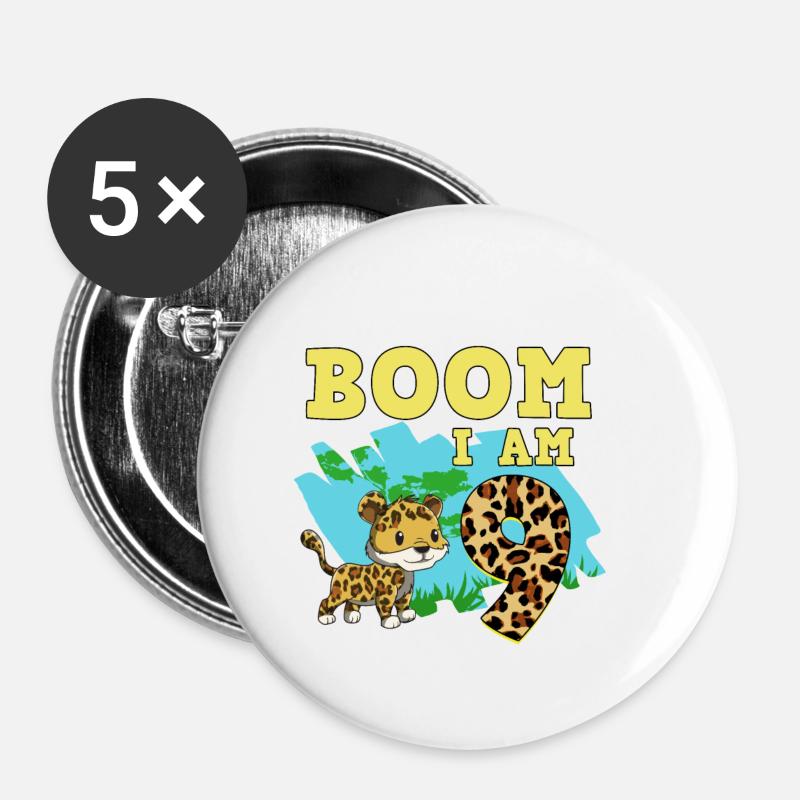 9th birthday Jaguar - Buttons small 1''/25 mm (5-pack) - white