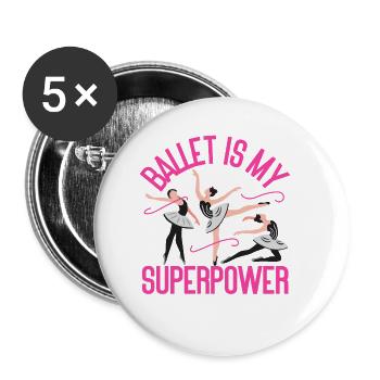 Ballet Danseuse Danse Ballerine - Lot de 5 petits badges (25 mm) - blanc - Devant