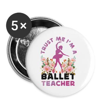 Ballet Danseuse Danse Ballerine - Lot de 5 petits badges (25 mm) - blanc - Devant