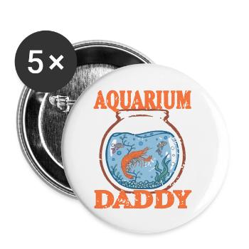 Aquarium DADDY Retro Vintage Pistol Shrimp T-Shirt - Lot de 5 petits badges (25 mm) - blanc - Devant