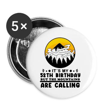52. Geburtstag Berge Berg Gipfel - 52 Jahre alt - Buttons klein 25 mm (5er Pack) - Weiß - Vorne