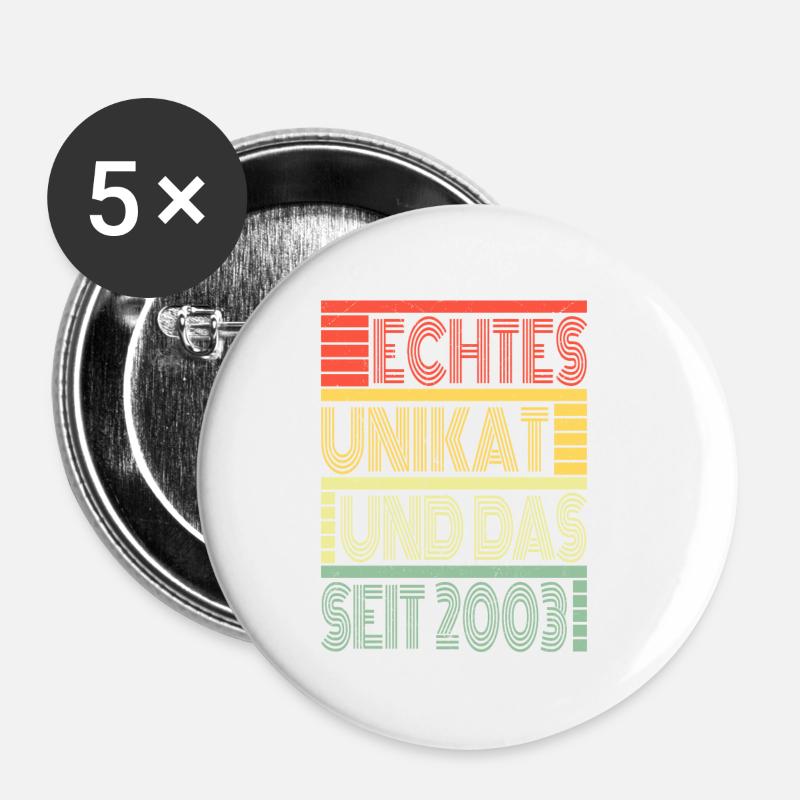 Echtes Unikat Seit 2003 Geboren 2003 Geburtstag - Buttons klein 25 mm (5er Pack) - Weiß