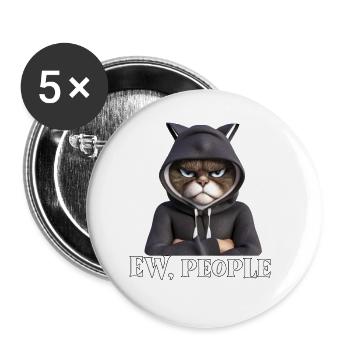 Böse guckende Katze, mit Spruch: Ew. People - Buttons klein 25 mm (5er Pack) - Weiß - Vorne