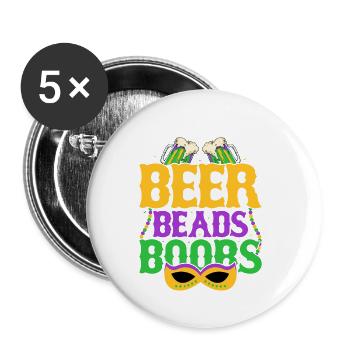 Beer Beads Boobs Mardi Gras Drinking - Buttons klein 25 mm (5er Pack) - Weiß - Vorne