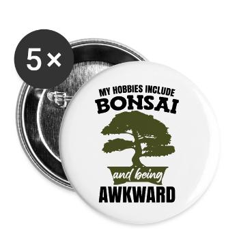 Mes passe-temps incluent Bonsaï - Lot de 5 petits badges (25 mm) - blanc - Devant