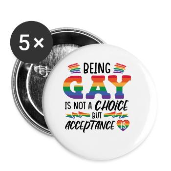 Gay Quote Pride Month LGBTQ - Buttons small 1''/25 mm (5-pack) - white - Front