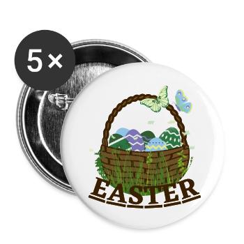 Easter basket with Easter eggs - Buttons small 1''/25 mm (5-pack) - white - Front