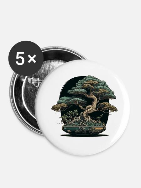 Perfekter Bonsai - Buttons klein 25 mm (5er Pack) - Weiß