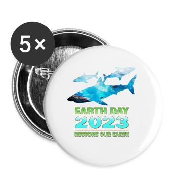 Restore Our Earth: Earth Day 2023 Theme - Buttons small 1''/25 mm (5-pack) - white - Front