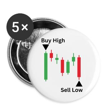 Buy High Sell Low Exchange Crypto Stocks - Buttons small 1''/25 mm (5-pack) - white - Front