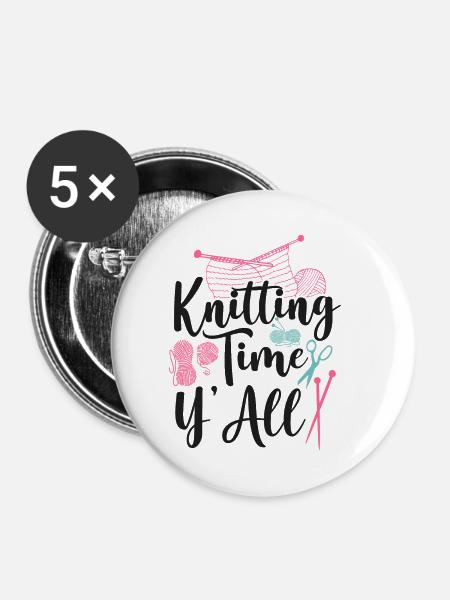 Knitting Knitter Knitting Time - Buttons klein 25 mm (5er Pack) - Weiß