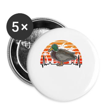 Canards Heartbeat Retro Duck Breeder - Lot de 5 petits badges (25 mm) - blanc - Devant