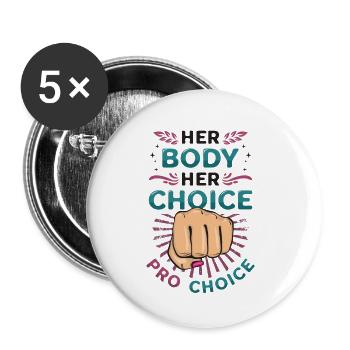 Son corps, son choix, les droits des femmes Pro Choice - Lot de 5 petits badges (25 mm) - blanc - Devant