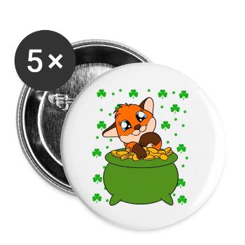 Mignon trèfle renard Saint-Patrick - Lot de 5 petits badges (25 mm) - blanc - Devant
