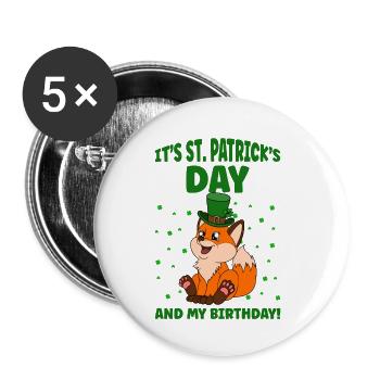 Mignon trèfle renard Saint-Patrick - Lot de 5 petits badges (25 mm) - blanc - Devant
