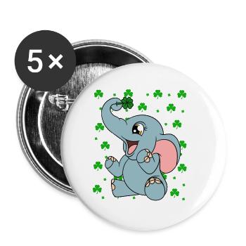Mignons trèfles d’éléphants Fête de la Saint-Patrick - Lot de 5 petits badges (25 mm) - blanc - Devant