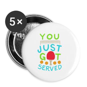 Blague sur le tennis de table - Lot de 5 petits badges (25 mm) - blanc - Devant