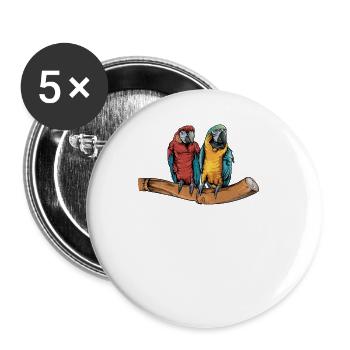 Macaw Parrot I South America Exotic bird for - Buttons small 1''/25 mm (5-pack) - white - Front