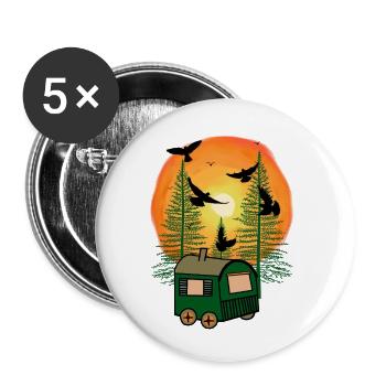 Bauwagen natürlich anders ungewöhnlich wohnen Camp - Buttons klein 25 mm (5er Pack) - Weiß - Vorne