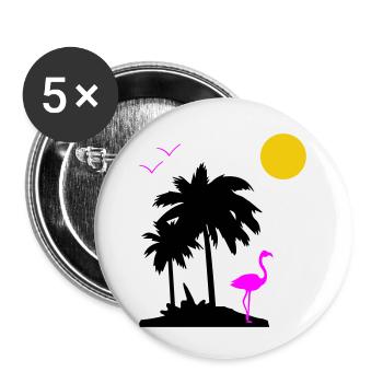 Palmen Paradise - Buttons klein 25 mm (5er Pack) - Weiß - Vorne