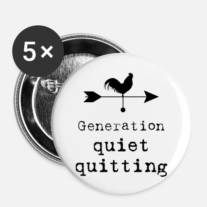 quiet quitting - Buttons klein 25 mm (5er Pack) - Weiß