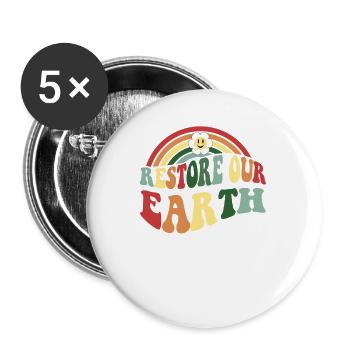 Restore Our Earth: Earth Day 2023 - Buttons small 1''/25 mm (5-pack) - white - Front