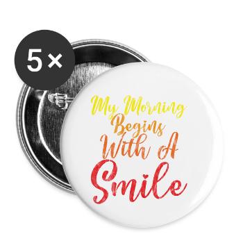 My morning begins with a smile 3 - Buttons small 1''/25 mm (5-pack) - white - Front