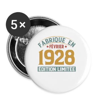 Fabriqué En Février 1928 Édition Limitée - Lot de 5 petits badges (25 mm) - blanc - Devant