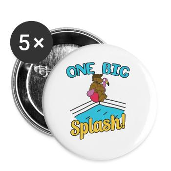 One Big Splash Pool Tauchen Schwimmen Sport - Buttons klein 25 mm (5er Pack) - Weiß - Vorne