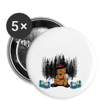 Forest animals Forest animals Enjoy nature Holidaymaker Bear - Buttons small 1''/25 mm (5-pack) - white - Front