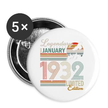 Januar 1932 Geburtstag Mann - Buttons klein 25 mm (5er Pack) - Weiß - Vorne