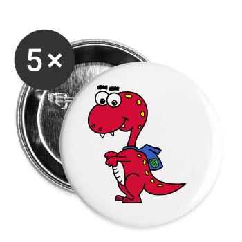 T-Rex avec sac à dos - Lot de 5 petits badges (25 mm) - blanc - Devant