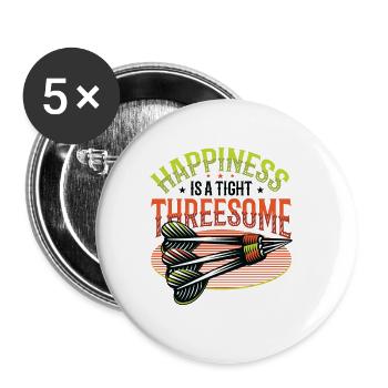 Glück Ist Ein Enges Dreiergespann, Dartpfeil - Buttons klein 25 mm (5er Pack) - Weiß - Vorne