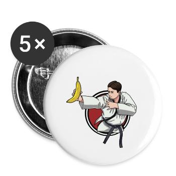 Fruits Fruits Banane Karaté Fighter Judo Enfant - Lot de 5 petits badges (25 mm) - blanc - Devant