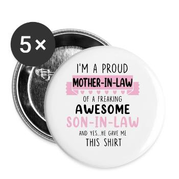 Proud MOther in law Of Son in law - Buttons small 1''/25 mm (5-pack) - white - Front